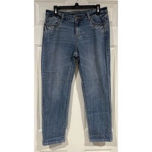 Jennifer Lopez Boyfriend Blue Jeans Crystals Sz-8